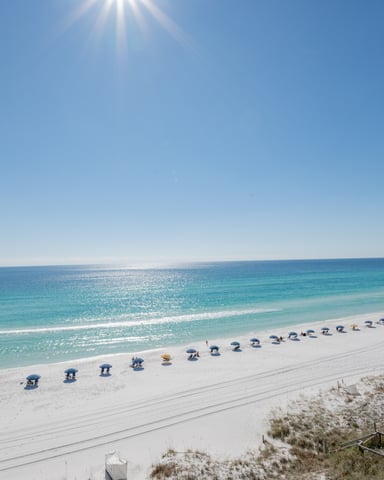 Clear turquoise water along 30A beach